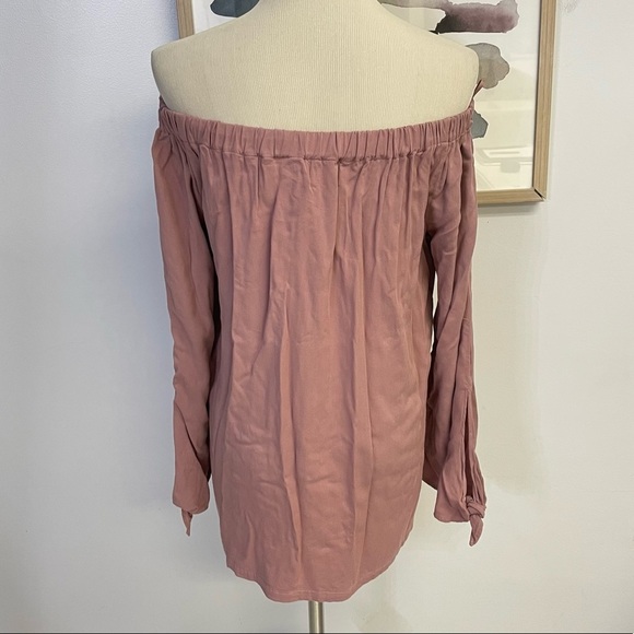 Michael Stars Strapless Tie Sleeve Top in Dusty Rose Pink - Picture 5 of 6